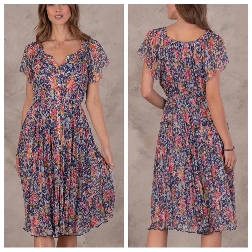Sundance Floral Midi Dress - Blue and Pink